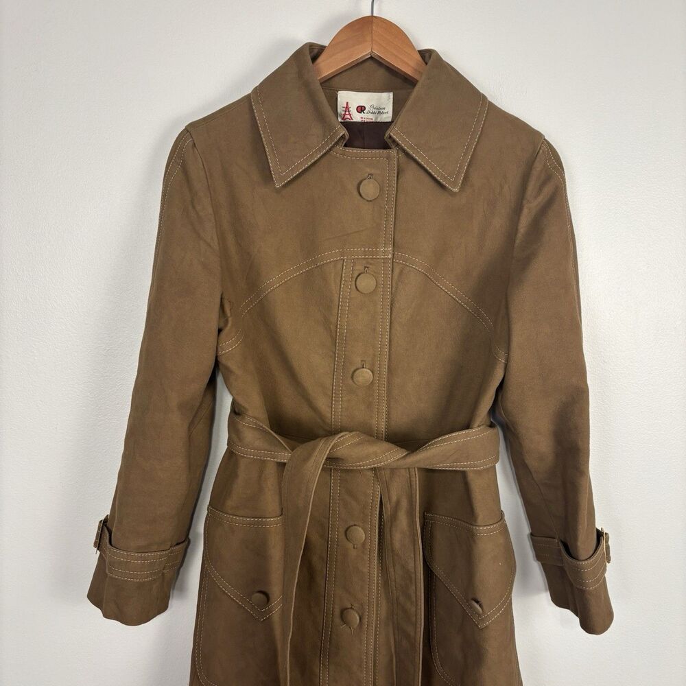 VTG 70s Saks Fifth Avenue Debbie Robert France Faux Suede Belted Jacket Brown - Picture 5 of 13